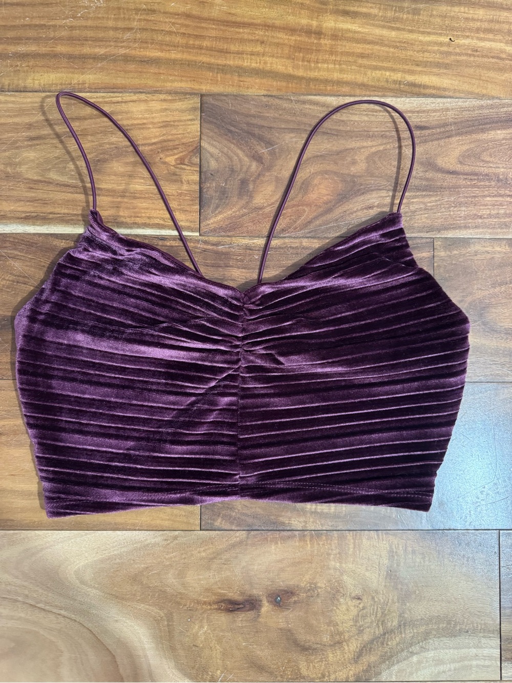 Women's Wild Fable Velvet Ruched Crop Cami - Deep Plum
